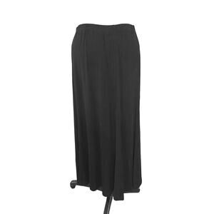 Laura Ashley Size XL Solid Black Slinky Pull-On Elastic Waist Maxi Skirt